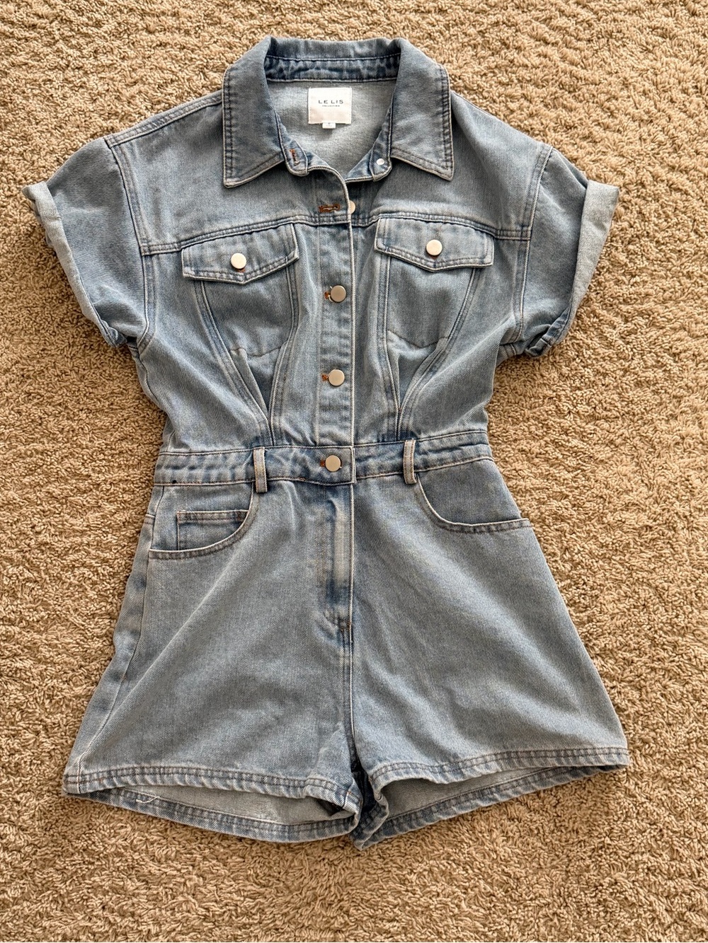 Light Blue Denim One-Piece Romper
